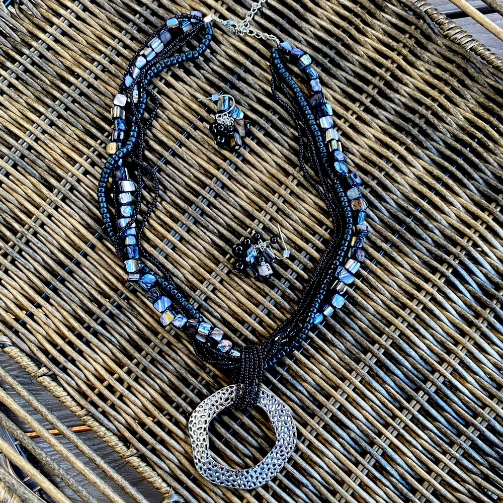 5 strand adjustable necklace/earring set